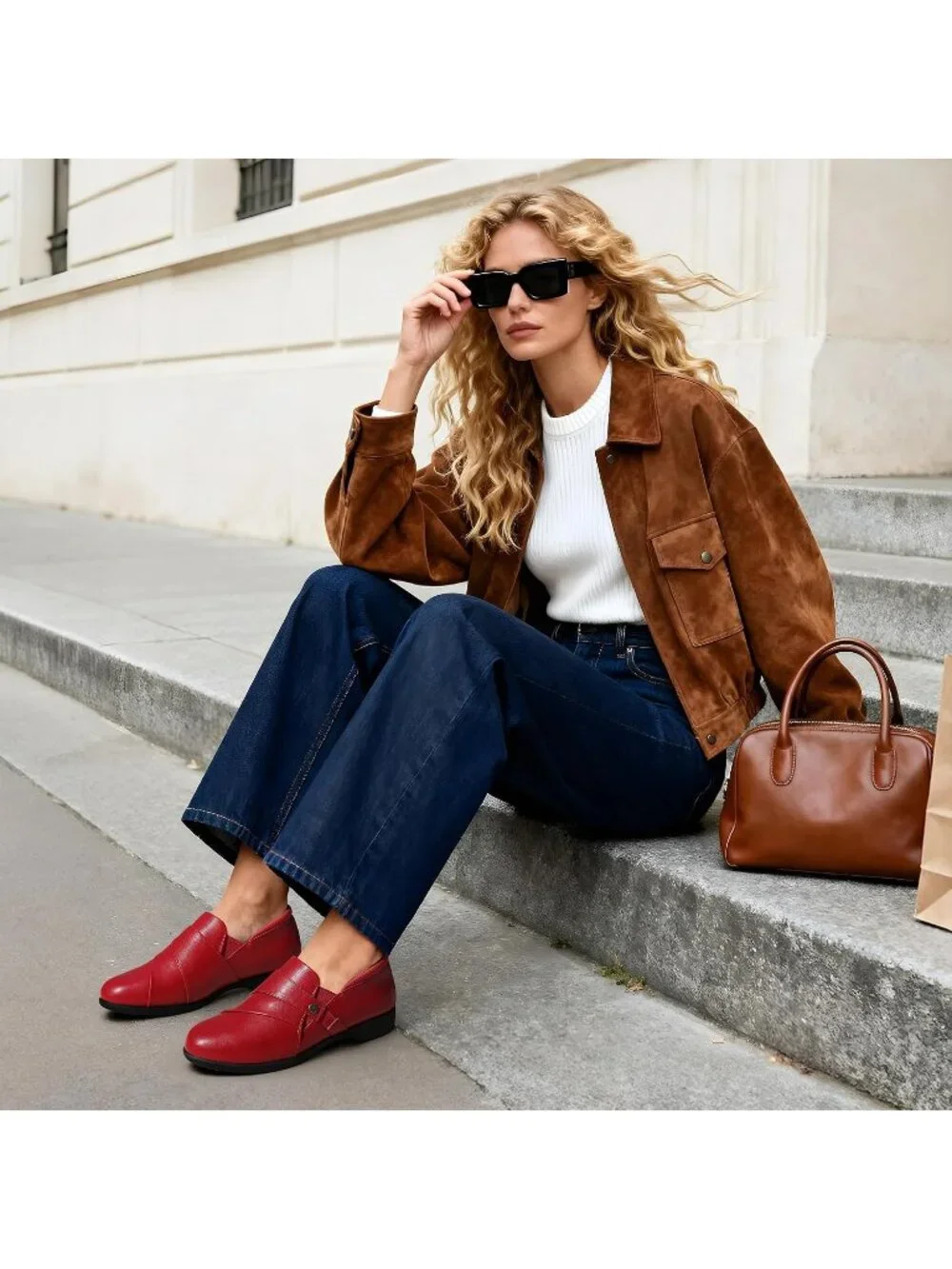 Dream Pairs Women's Red Comfortable Arch Support Casual Dressy Loafers